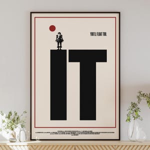 IT poster digital download, minimalist art, mid-century modern, vintage style, retro home decor, Andy Muschietti, Bill Skarsgård