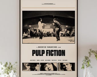 PULP FICTION poster digital download, minimalist art, mid-century modern, vintage style, retro home decor, Quentin Tarantino, John Travolta