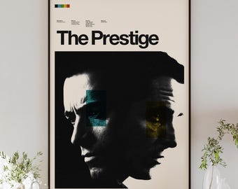 THE PRESTIGE movie poster, minimalist wall art, vintage style, retro home decor, digital poster, Christopher Nolan