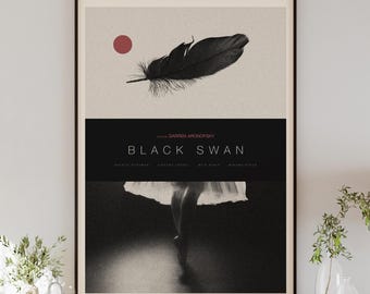 BLACK SWAN poster digital download, minimalist wall art, mid-century modern, vintage style, retro home decor, Natalie Portman, Aronofsky