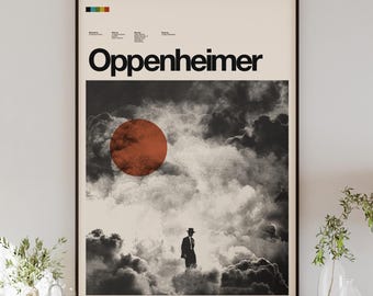 OPPENHEIMER movie poster, minimalist wall art, vintage style, retro home decor, digital poster, Christopher Nolan