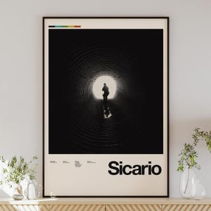 SICARIO movie poster, minimalist wall art, vintage style, retro home decor, digital poster, Denis Villeneuve