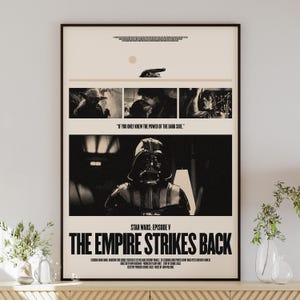 STAR WARS: The Empire Strikes Back poster digital download, minimalist wall art, mid-century modern, vintage style, retro home decor, Vader