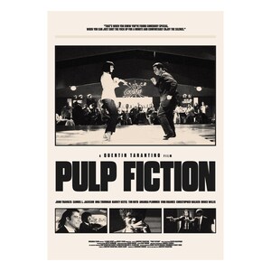 PULP FICTION poster digital download, minimalist art, mid-century modern, vintage style, retro home decor, Quentin Tarantino, John Travolta image 2