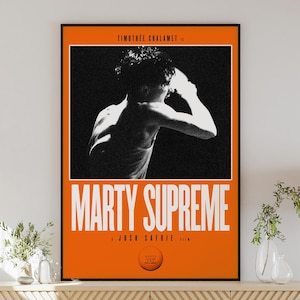 MARTY SUPREME affisch digital nedladdning, minimalistisk väggkonst, modern stil, vintagestil, retro heminredning, Timothée Chalamet