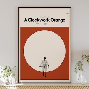 A CLOCKWORK ORANGE poster digital download, minimalist wall art, mid-century modern, vintage style, retro home decor, Stanley Kubrick
