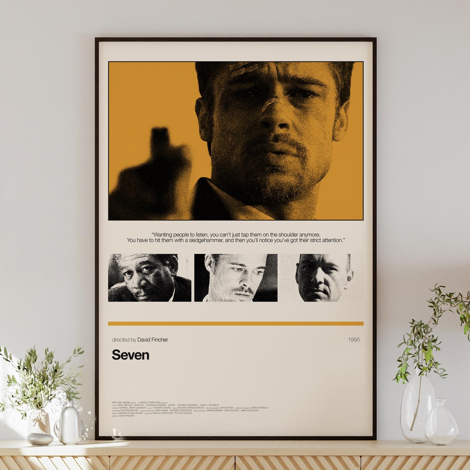 SEVEN Poster Digital Download, Minimalist Wall Art, Mid-century