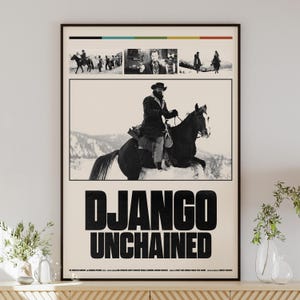 DJANGO UNCHAINED Filmplakat, minimalistische Wandkunst, Vintage-Stil, Retro-Wohnkultur, digitales Poster, Quentin Tarantino