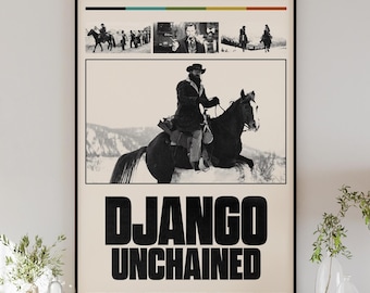 DJANGO UNCHAINED movie poster, minimalist wall art, vintage style, retro home decor, digital poster, Quentin Tarantino