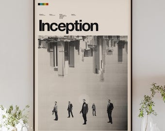 INCEPTION poster digital download, minimalist wall art, mid-century modern, vintage style, retro home decor, Christopher Nolan