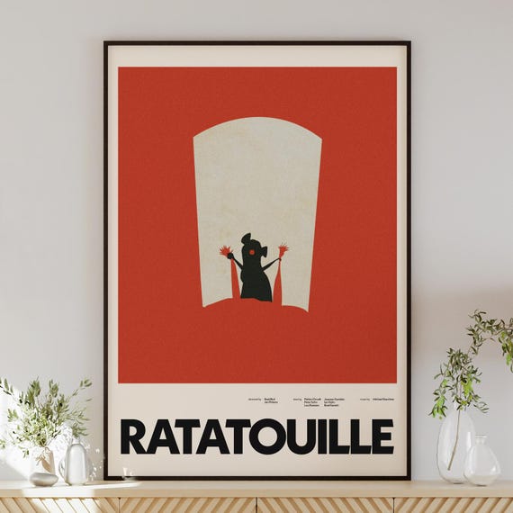 RATATOUILLE poster digital download, minimalist wall art, mid-century modern, vintage style, retro home decor, Disney, Pixar