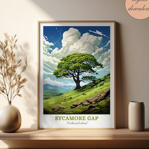 Sycamore Gap Tree Print: Northumberland National Park Travel Poster (Digital Download)