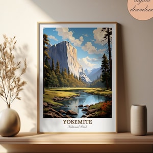 YOSEMITE National Park California Sierra Nevada Print Nature Landscape Printable Western Travel Poster Majestic Wall Art American Home Decor