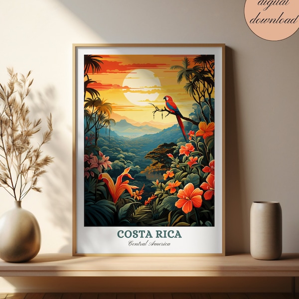 COSTA RICA Tropical Wonderland Print Central American Landscape Printable Costa Rica Travel Poster Pura Vida Wall Art Rainforest Home Decor