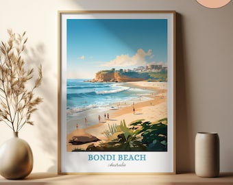 Bondi Beach Australia Art Print: Coastal Travel Poster (Digital Download)