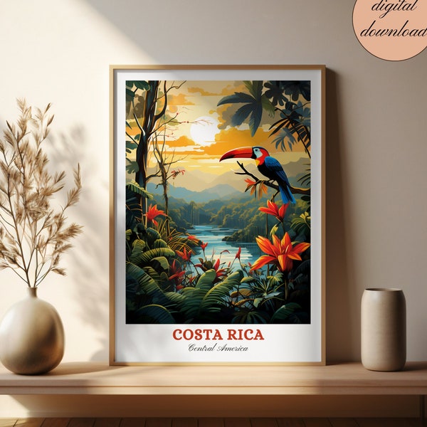 COSTA RICA Tropical Wonderland Print Central American Landscape Printable Costa Rica Travel Poster Pura Vida Wall Art Rainforest Home Decor