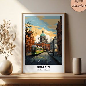 Belfast Cityscape Print: Northern Ireland Travel Poster (Digital Download)