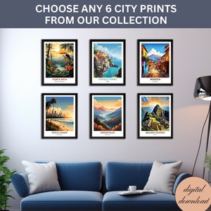 CUSTOM SET Of 6 City Prints Any Country Landscape Printable ANY City Travel Poster Personalized City Wall Art Set Of Six Cities Home Decor