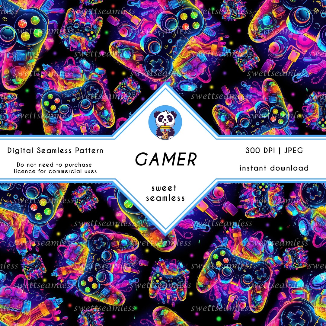 Gamer Digital Seamless Patterns,cute Seamless,tumbler,digital Paper ...