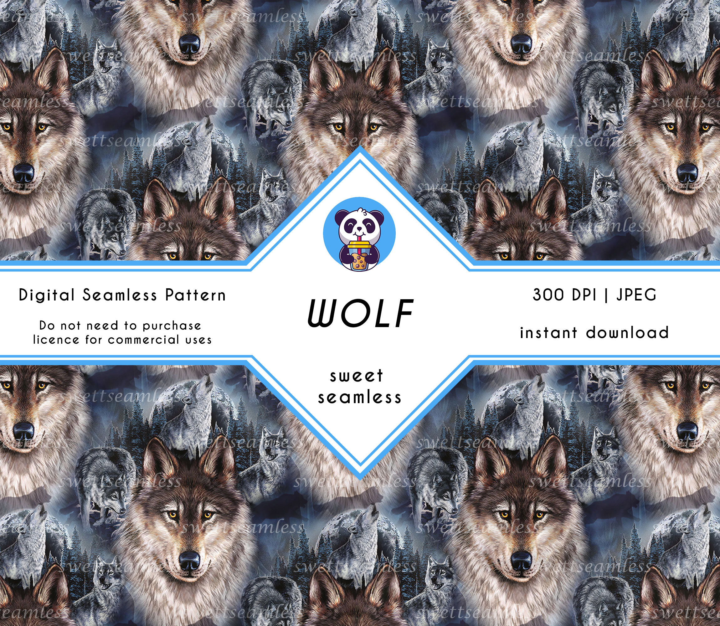 Texture Pattern Wolf Wolf Digital Seamless Patterns,cute Seamless,tumbler,digital Paper ...