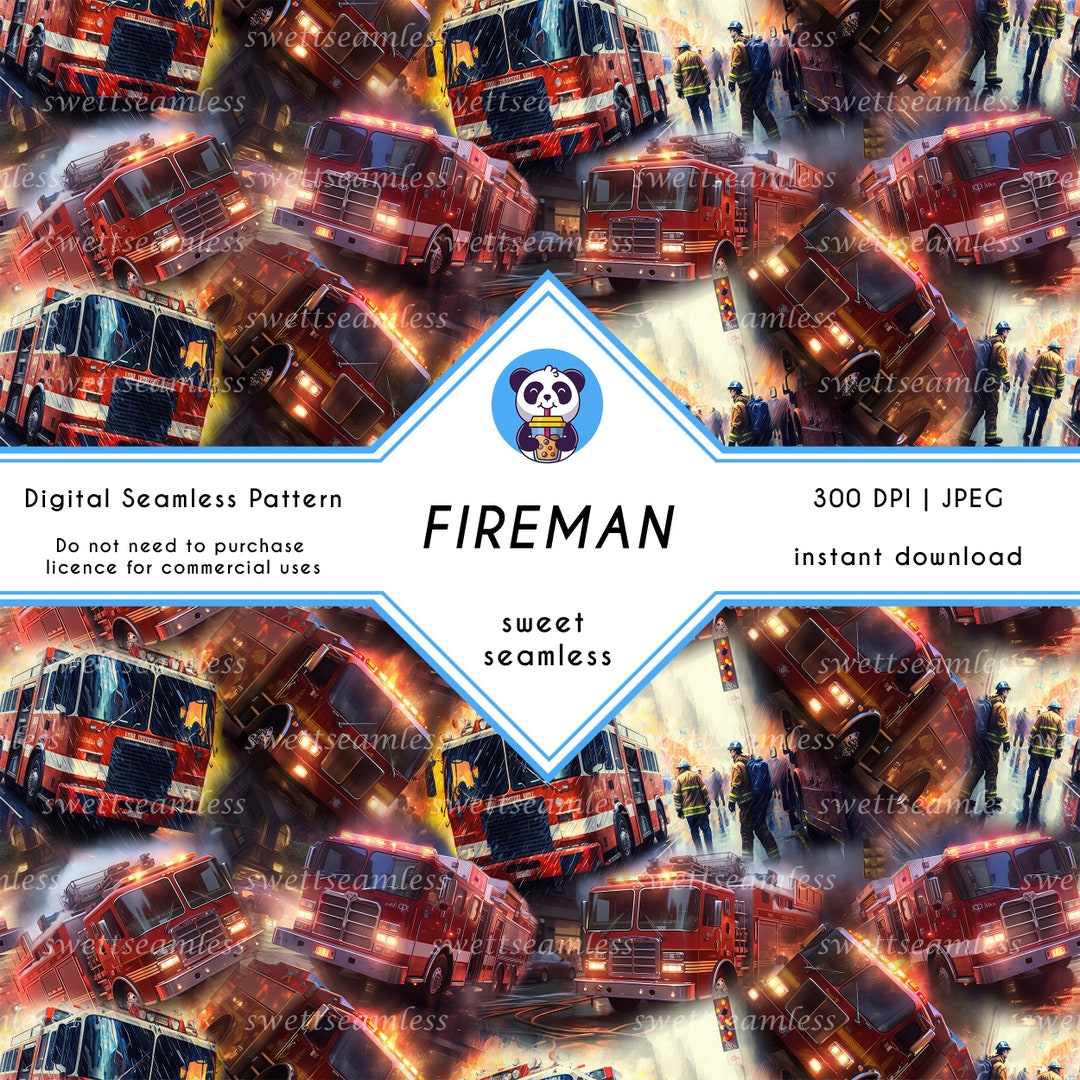 Fireman Patterns Fireman Digital Seamless Patterns,cute Seamless,tumbler,digital Paper ...