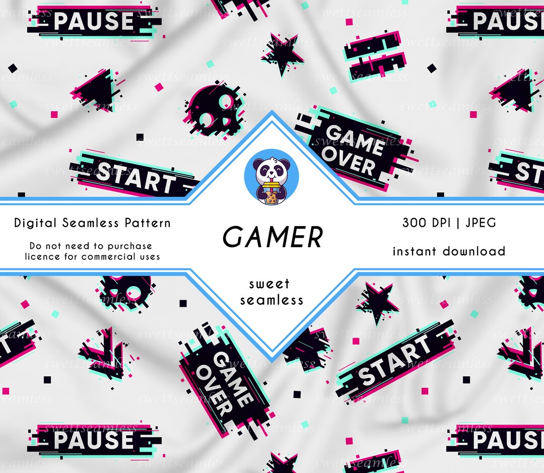 Gamer Digital Seamless Patterns,cute Seamless,tumbler,digital Paper ...