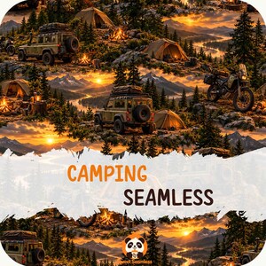 Camping Digital Seamless Patterns,Cute Seamless,Tumbler,Digital Paper,Sublimation,Cake Topper,Printable,Background,Seamless Pattern