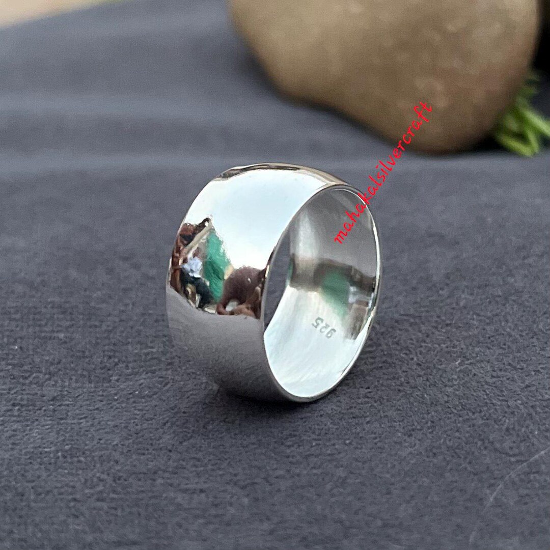 Pure Silver Dome Ring. Chunky Wide Band Rings, 925 Sterling Jewelry for ...