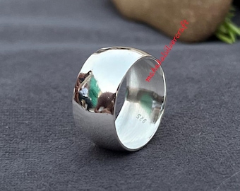 Pure Silver Dome Ring. Chunky Wide Band Rings, 925 Sterling Jewelry For Men Women