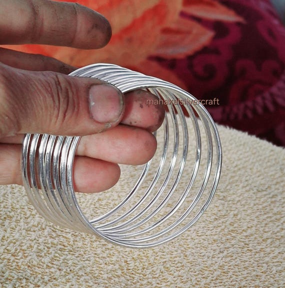 Silver Bangle – 925 Sterling Thin Stackable Bracelets, Minimalist