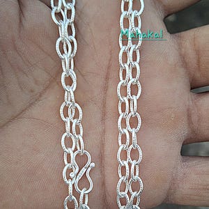 Collier en argent sterling à maillons torsadés texturés façon corde - Bracelet en argent de style vintage.