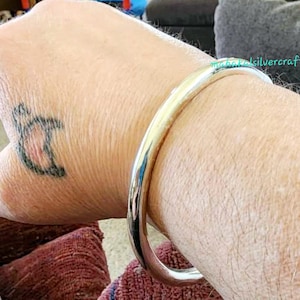 Handmade Chunky 925 Sterling Silver Bangle: Heavy Gauge Bracelet