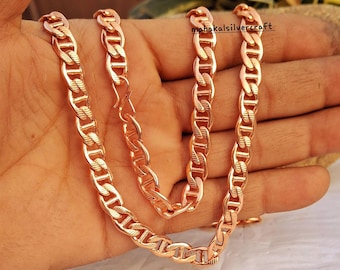 Collar y pulsera de cadena de cobre puro – Joyería vikinga maciza, collares rústicos unisex hechos a mano