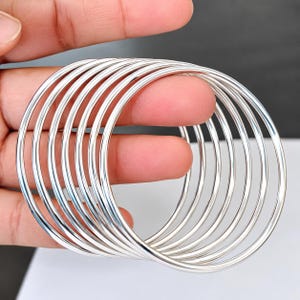 Conjunto de 7 brazaletes de plata de ley – Brazaletes finos apilables, delicada pulsera de plata, regalo de Navidad