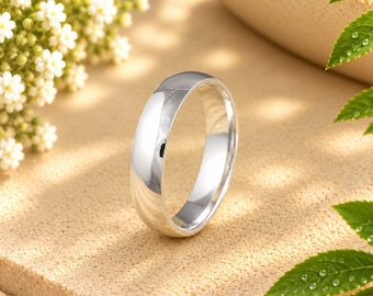 Sterling Silver Half Round Bang Ring for Men and Women | Christmas Gift