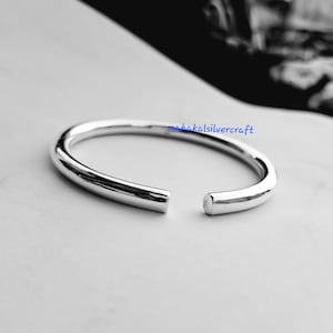 Thick Sterling Silver Bangle: Chunky Handmade Bracelet