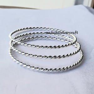 Sterling Silver Bangle Set: Twisted Chunky Bangles, 925 Silver