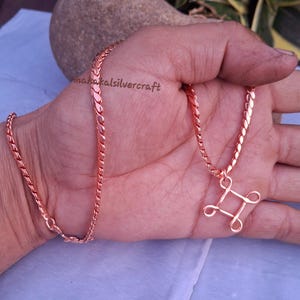 Pure Copper Chain Necklace with Pendant: Antique Style, 6-30 Inch