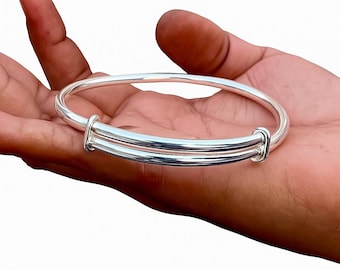 Sterling silver bangle Bracelet, Statement Handmade Overlaping  Jewelry Christmas gift
