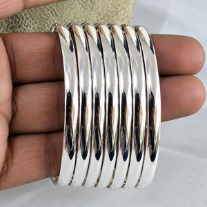 Handmade Sterling Silver Bangle, A Set of 7 Chunky Stackable Bracelets, Christmas gift