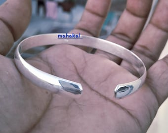 Solid Silver Bangle Bracelet – Chunky 925 sterling silver bracelets, Statement Jewelry Christmas gift