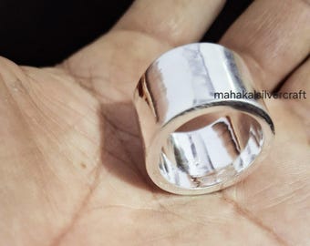 Anello in argento sterling massiccio 925, anelli a fascia larga fatti a mano, gioielli indiani pesanti,
