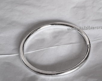 5mm Thick Heavy Silver Bangle Bracelet. Chunky Handmade Unique Jewelry For Men Women