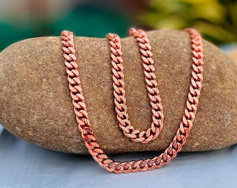 Solid Copper Chain Necklace, Pure Copper Antique Bracelet, Christmas gift