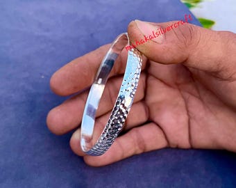 Chunky Hammered Silver Bangle Bracelet, Bold Silver Cuff Bangles Statement  Handcrafted Sterling Jewelry