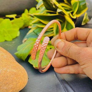 Handmade Solid Copper Bangle: Adjustable Healing Bracelet