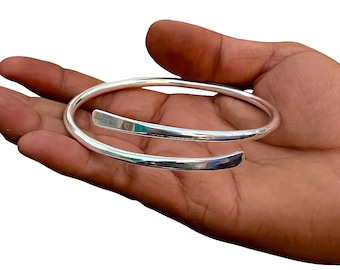Thick Sterling Silver Bangle, Adjustable wrist and ankle Bracelet, Christmas gift