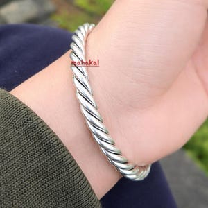 Gruba, ciężka, srebrna bransoletka – Chunky Twist Bangles, srebrne bransoletki, odważna biżuteria do łączenia w zestawy
