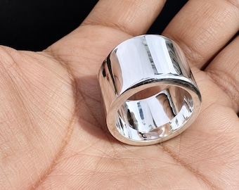 Solid 925 Sterling Silver Ring, Handmade Wide Band Rings, Heavy Indian Jewelry, Christmas gift