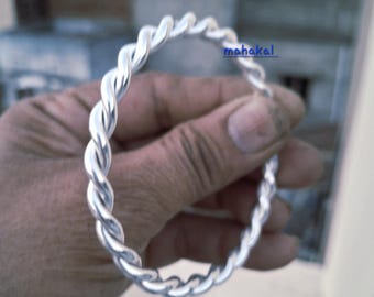 Solid Silver Bangle Bracelet – Chunky Twist Bangles, Silver Bracelets, Bold Stackable Jewelry